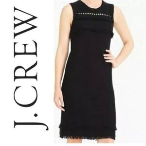 J. Crew Factory Black Fringe Eyelet Knit Sleeveless Sweater Dress